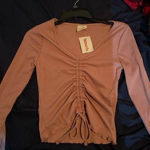 Pink Srunch front crop top